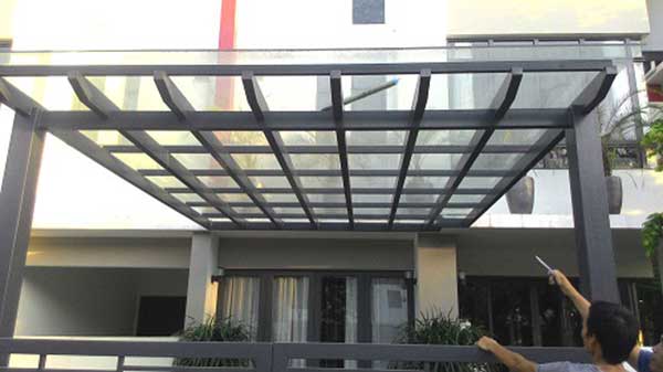 mái kính sân phơi đẹp tại hải phòng